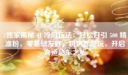 2独家揭秘 AI 冷门玩法：轻松日引 500 精准粉，零基础友好，奶奶都能玩，开启弯道超车之旅