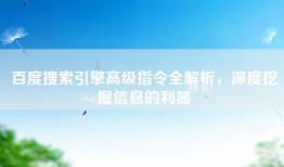 百度搜索引擎高级指令全解析，深度挖掘信息的利器