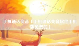 手机通话变音（手机通话变音软件手机版免费的）