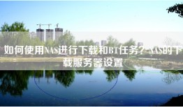 如何使用NAS进行下载和BT任务？NAS的下载服务器设置
