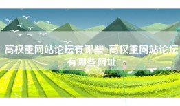 高权重网站论坛有哪些_高权重网站论坛有哪些网址