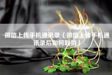 微信上传手机通讯录（微信上传手机通讯录后如何取消）